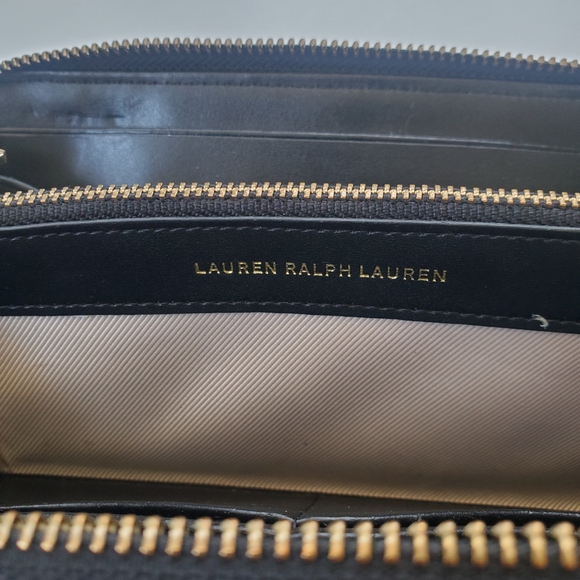 Lauren Ralph Lauren Black Wallet with Gold Zipper - Picture 2 of 6